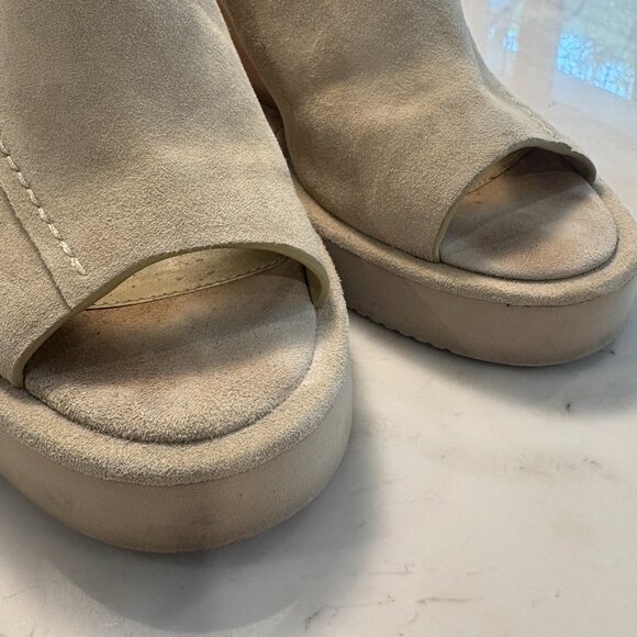 Free People Suede Leather Beige Open Toe Formal Platform Shoes Women's Size 7.5 - Picture 8 of 8